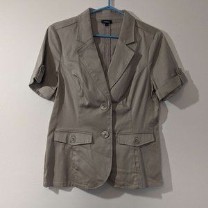 Ricki's Women's Blazer Tan 2 Front Button Size 9 Collared Short Sleeve